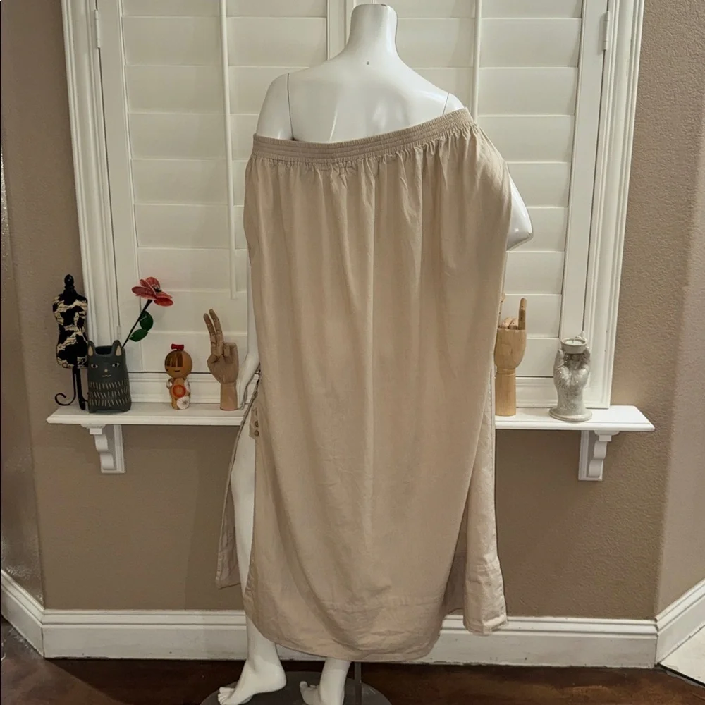 Free People Siyah Off The Shoulder Midi Dress Taupe